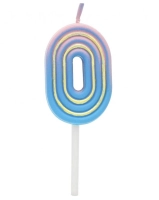 Świeczka cyferka 0 B&C Neon, 44x28x12mm, 1 szt.