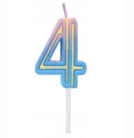 Świeczka na tort cyferka 4 B&C Neon, 44x34x12mm, 1 szt.