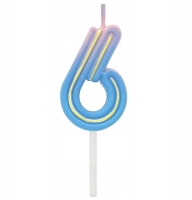 Świeczka na tort cyferka 6 B&C Neon , 44x27x12mm, 1 szt.