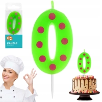 Świeczka cyferka piker Grochy - 0, 6 cm GODAN