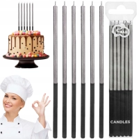 Świeczki urodzinowe Platinum, srebrne, wys. 14.5 cm, 6 szt. GODAN