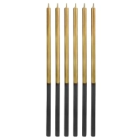 Świeczki urodzinowe Platinum, złote, wys. 14.5 cm, 6 szt.