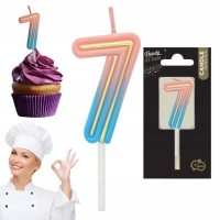 Świeczka cyferka B&C Neon 7, 44x28x12mm, 1 szt.