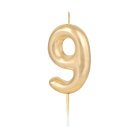 Świeczka złota na tort połysk cyfra 9