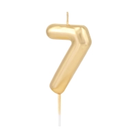 Świeczka złota na tort połysk cyfra 7