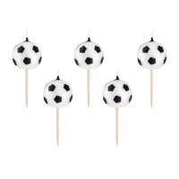 Świeczki urodzinowe na tort piłka nożna Football czarno-białe 5szt.