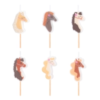 Świeczki urodzinowe na tort Koniki 6 szt. zestaw