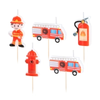 Świeczki Urodzinowe Straż Pożarna 5 szt. zestaw