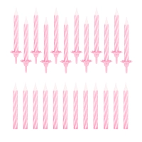 Świeczki urodzinowe na tort świderki różowe 24szt.