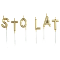 Świeczki na tort złote napis "Sto lat"