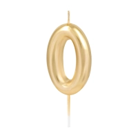 Świeczka na tort złota połysk cyfra 0