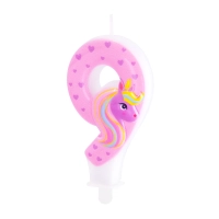 Świeczka na tort urodzinowy ciasto Jednorożec cyfra 9