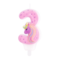 Świeczka na tort urodzinowy ciasto Jednorożec cyfra 3