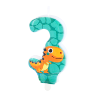 Świeczka na tort Dinozaur cyfra 3
